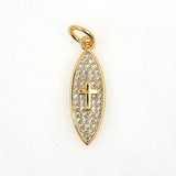 Hip Hop Geometric CZ Pendant Moon/Heart/Cross Charm Plated Zircon Jewelry