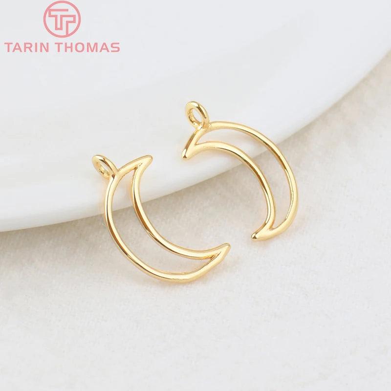 10PCS 10x17MM 24K Brass Moon Pendants Charms for Jewelry Making
