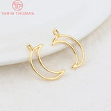 10PCS 10x17MM 24K Brass Moon Pendants Charms for Jewelry Making