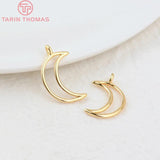 10PCS 10x17MM 24K Brass Moon Pendants Charms for Jewelry Making