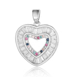 3pcs Hollow Heart Wing Copper Zircon DIY Pendant Lock Pink CZ Charms
