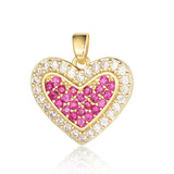3pcs Hollow Heart Wing Copper Zircon DIY Pendant Lock Pink CZ Charms