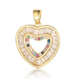 3pcs Hollow Heart Wing Copper Zircon DIY Pendant Lock Pink CZ Charms