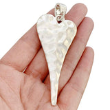 2pcs Tibetan Silver Large Heart Charms Pendants for Necklace Making 85x34mm