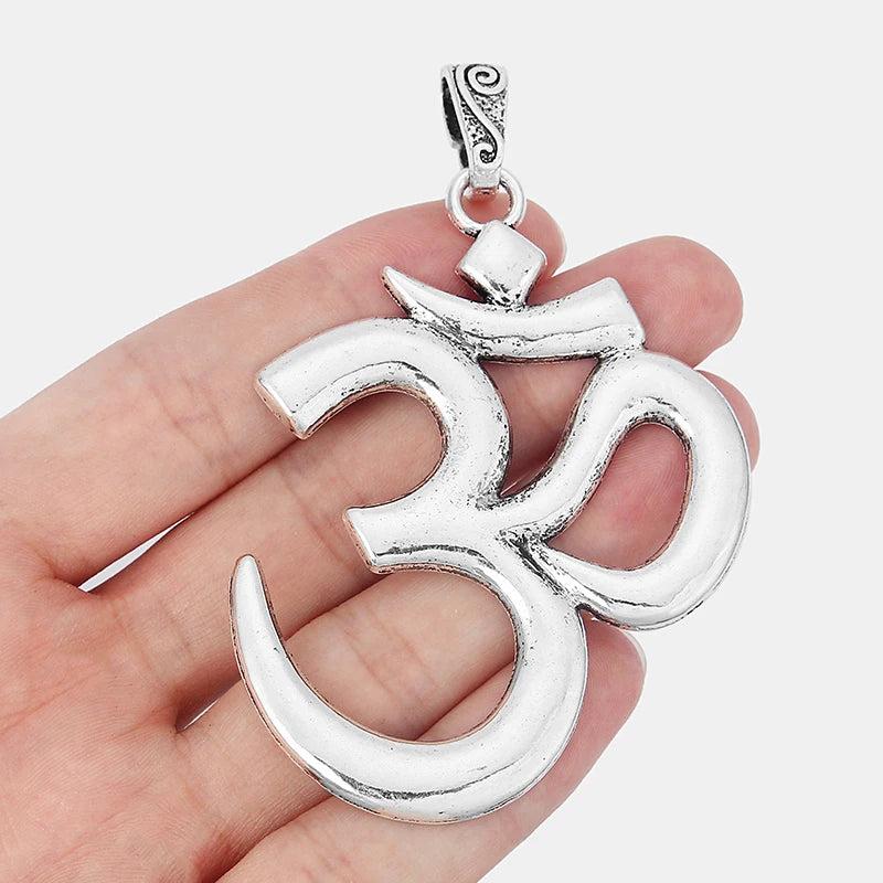 3PCS Vintage Metal OM AUM Symbol Yoga Charms Pendants