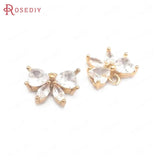 10PCS 10x12MM Champagne Zircon Bow-knot Charms Pendant DIY Jewelry Findings