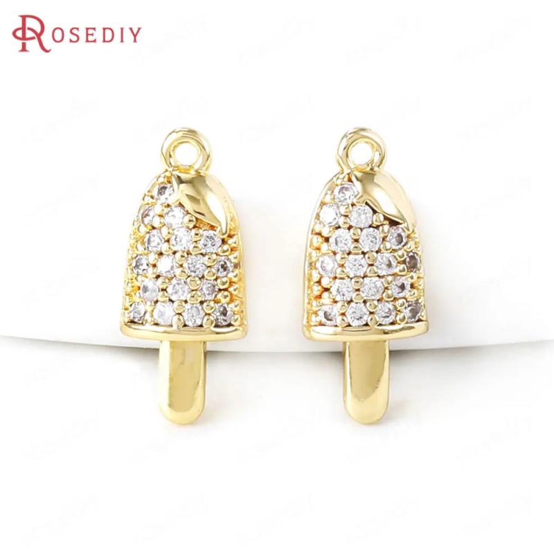 24K Brass Zircon Crown Charms for Jewelry Making