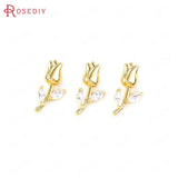24K Brass Zircon Crown Charms for Jewelry Making