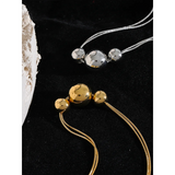 316L Stainless Steel Round Beads Chain Necklace 18K PVD Plated Women Jewelry