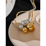 316L Stainless Steel Round Beads Chain Necklace 18K PVD Plated Women Jewelry