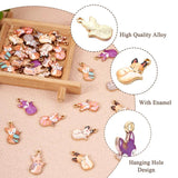 32Pcs Fox Charms Painted Alloy Animal Metal Pendants Mixed For Jewelry Making