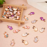 32Pcs Fox Charms Painted Alloy Animal Metal Pendants Mixed For Jewelry Making