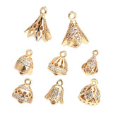 10PCS Champagne Brass and Zircon 2 Holes Charms Pendants