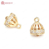 10PCS Champagne Brass and Zircon 2 Holes Charms Pendants