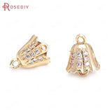 10PCS Champagne Brass and Zircon 2 Holes Charms Pendants