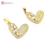 24K Brass Zircon Heart Flower Animal Necklace Charms Pendants