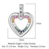 3pcs Love Arrow Heart Rainbow Copper Zircon Charms Necklace Making