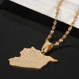 Syria Map Flag Pendant Necklace Stainless Steel Jewelry