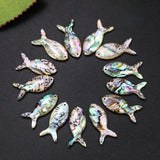 10pcs Rainbow Abalone Shell Fish Charms Pendant DIY Jewelry Making