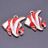 20pcs Sea Ocean Fish Shell Enamel Charm Pendant DIY Craft Necklace Earrings