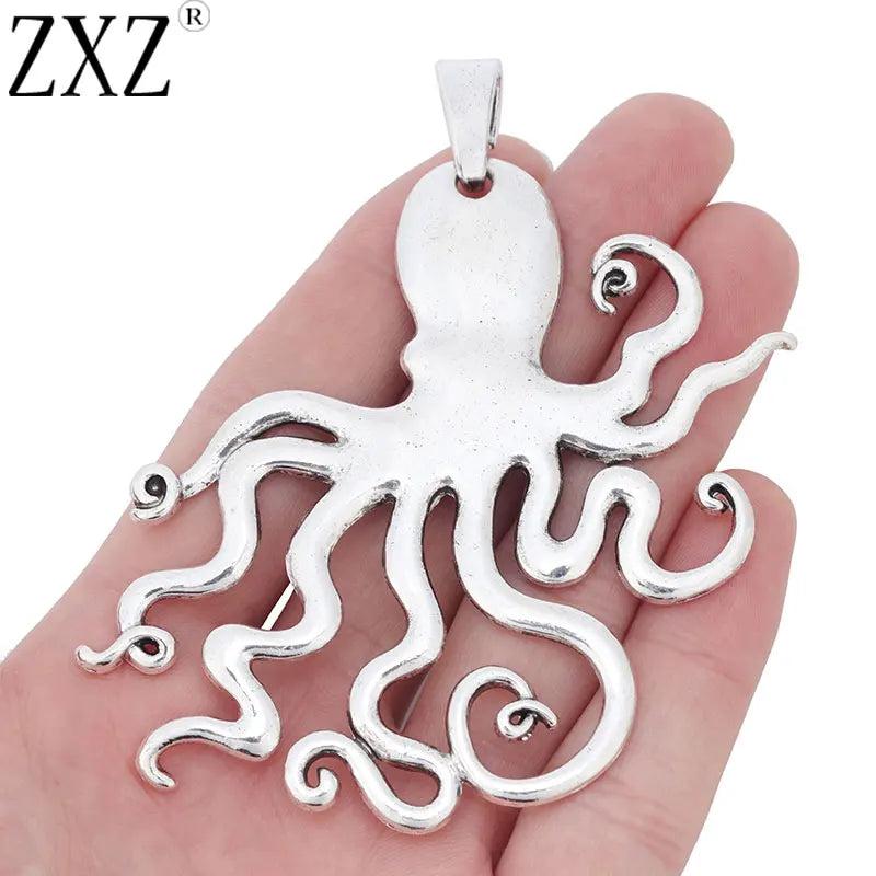 2pcs Large Octopus Squid Charms Pendants for Necklace Making