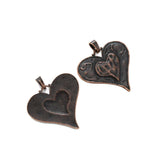2pcs Red Copper Heart Charms Pendants For Jewelry Making 61*64mm