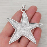 3 Large Hammered Starfish Charms Pendants 73x68mm