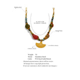 Green Stone Beads Pendant Necklace Stainless Steel Jewelry