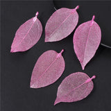 Real Leaves Long Pendant Alloy Leaf Charms Bohemian DIY Necklace Earrings
