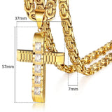 Hip Hop Men's Cross Pendant Rhinestones Stainless Steel