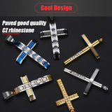 Hip Hop Men's Cross Pendant Rhinestones Stainless Steel