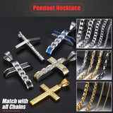 Hip Hop Men's Cross Pendant Rhinestones Stainless Steel