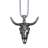 Vintage Bull Head Pendant Stainless Steel Punk Men's Chain Necklace
