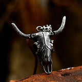 Vintage Bull Head Pendant Stainless Steel Punk Men's Chain Necklace