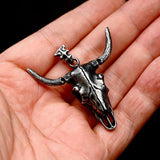 Vintage Bull Head Pendant Stainless Steel Punk Men's Chain Necklace