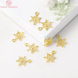 10PCS 10x14MM 24K Plated Rudder Charms Pendants DIY Jewelry Accessories