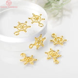 10PCS 10x14MM 24K Plated Rudder Charms Pendants DIY Jewelry Accessories