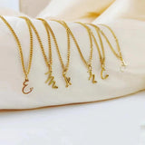 Women Stainless Steel Cuban Chain Initial Necklace