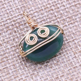 5pcs Natural Agate Stones Pendant Copper Wire Charms