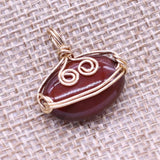 5pcs Natural Agate Stones Pendant Copper Wire Charms