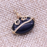 5pcs Natural Agate Stones Pendant Copper Wire Charms