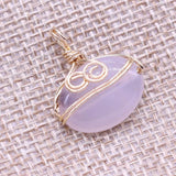 5pcs Natural Agate Stones Pendant Copper Wire Charms