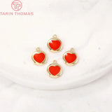 6PCS 24K Brass Heart Pendants - DIY Jewelry Making Findings