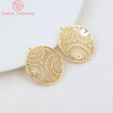 2PCS 25MM 24K Brass Zircon Round Pendants DIY Jewelry Findings
