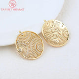 2PCS 25MM 24K Brass Zircon Round Pendants DIY Jewelry Findings