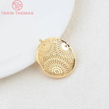 2PCS 25MM 24K Brass Zircon Round Pendants DIY Jewelry Findings