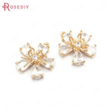 6PCS Champagne Brass & Glass Plum Flower Charms Pendants DIY Jewelry Findin