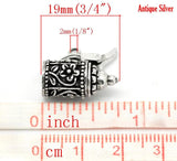 Vintage 3D Beer Cup Tableware Charms Flower Carved Pendants 19mmx18mm