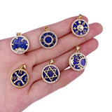 Lapis Lazuli Compass Star Of David Moon Zircon Necklace Pendant