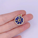 Lapis Lazuli Compass Star Of David Moon Zircon Necklace Pendant